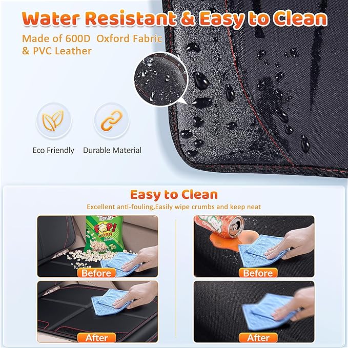 Gimars Car Seat Protector, 2 Pack, Waterproof 600D Fabric Carseat Protector Car Seat Cover for Child Car Seat with Nonslip Backing Mesh Pockets for Baby and Pet SUV Sedan Truck Leather Seats