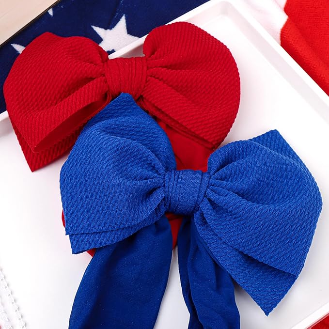 YanJie 4th of July Baby Headbands Red Hair Bow Blue Headband Bow for Girls Independence Day Hair Accessories Newborn Infant Baby Girl Toddler