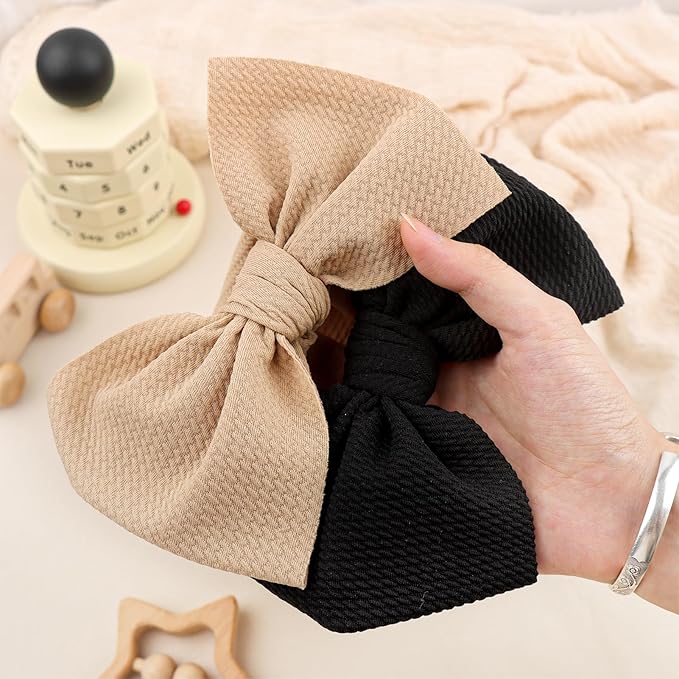 Super Durable Soft Knot Headbands with Hair Bows Infant Toddlers Kids Hair Accessories Beige Black Headband for Newborn Baby Girls