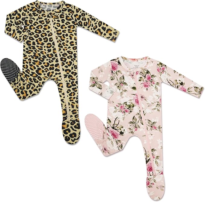 HAPIU Rayon from Bamboo Baby Footed Pajamas, 2 Way Premium Zipper, Footie for Baby Boy Girls, Newborn-24 Months