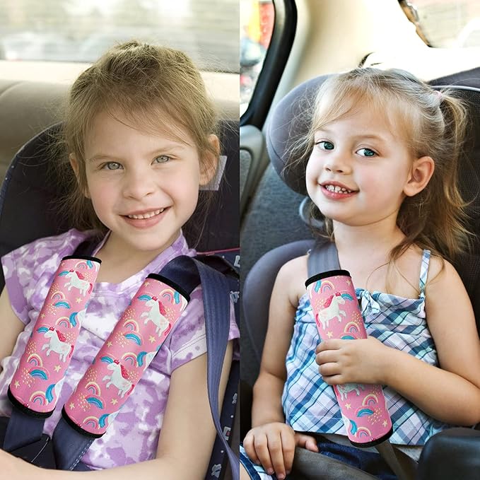 Seat Belt Cover for Kids, Seat Belt Pad for Boys Girls, Car Seat Straps Shoulder Pads for Kids, Kid's Seat Belt Cushion, Shoulder Strap Pad, 1 Piece （Unicorn）