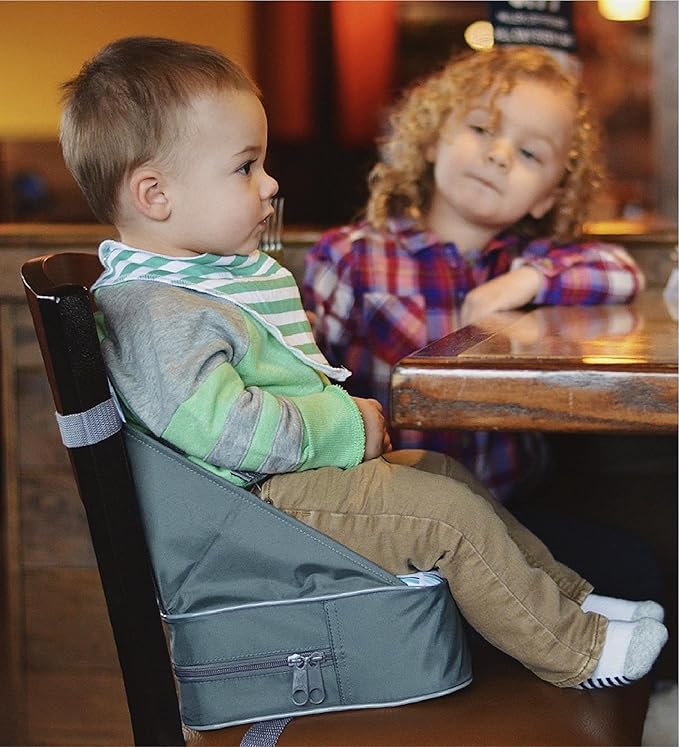 Nuby Easy Go Booster Seat - Travel Booster Seat for Babies and Toddlers - Holds Up to 35 Pounds - 9+ Months - Blue