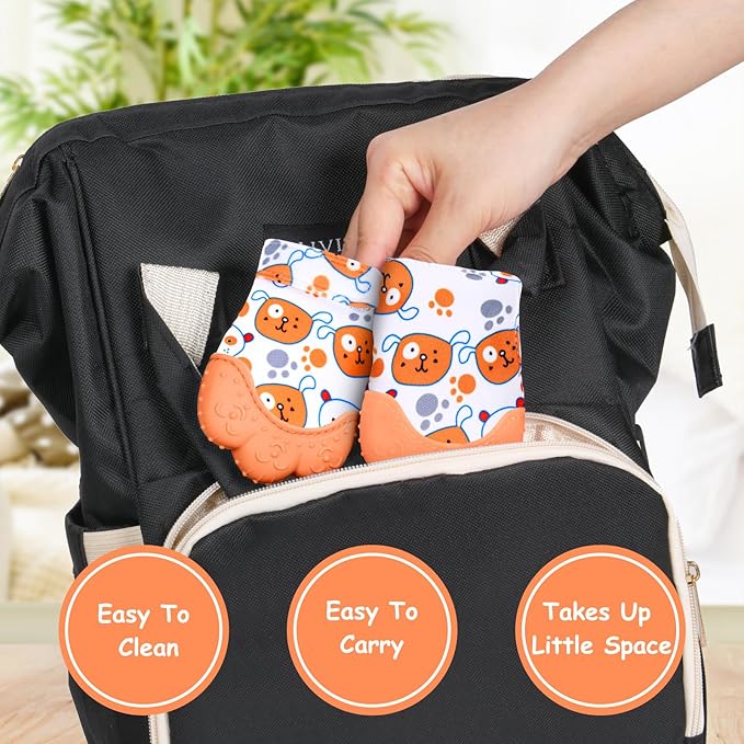 Vicloon 2Pack Silicone Teething Mitt, Soothing Infant Teething Mitten Pain Relief, Prevent Scratches Glove, Safe Silicone Teething Toys for 0-12 Months