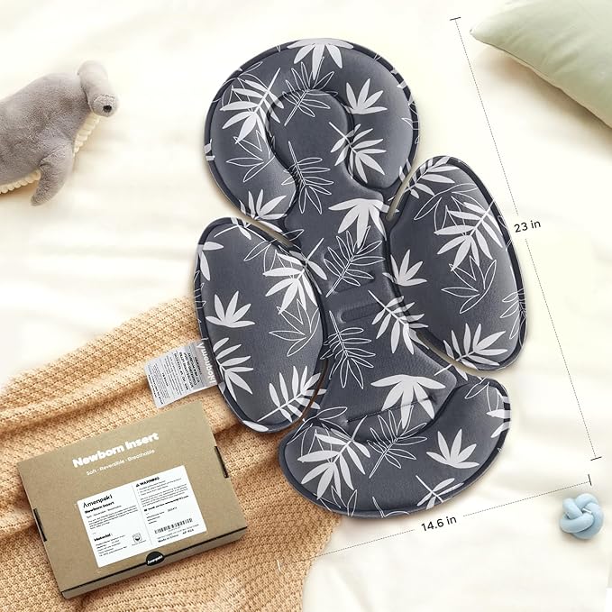 Infant Car Seat Insert, Baby Head Body Support for Newborn Cushion Pads, Compatible with 3 to 5 Point Harness Systems, Breathable Soft Fabric, Perfect for Carseats, Strollers, Swings