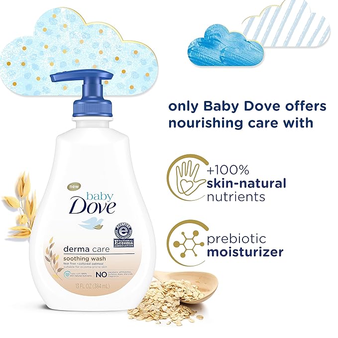 Baby Dove Derma Care Soothing Wash Skin Care with Colloidal Oatmeal Suitable for eczema prone skin 13 oz,(Pack of 2)