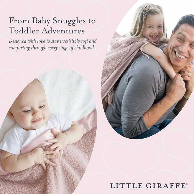 Little Giraffe Chenille Baby Blanket – 29x35” Soft Chenille with Satin Trim, Dusty Pink | Ultra-Soft, Gentle & Safe, Lightweight & Breathable for Newborns & Toddlers