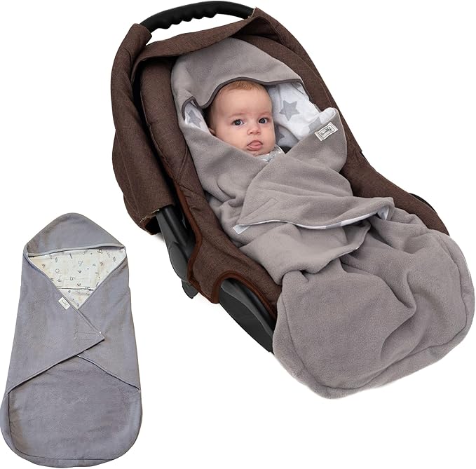 Car Seat Blankets for Babies Winter - Stroller Footmuff Carseat Cover Baby 5 Point Harness - Swaddle Bunting Bag Gift Christmas (White)