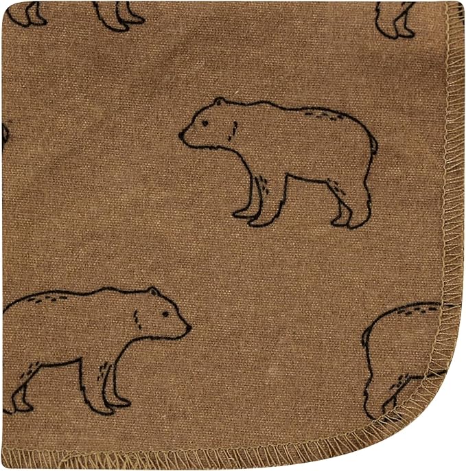 Hudson Baby Unisex Baby Flannel Cotton Washcloths, Brown Bear 12 Pack, One Size