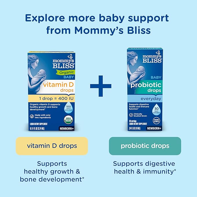 Mommy's Bliss Gripe Water Day & Night Combo, Infant Gas & Colic**, Gripe Water for Babies, Gentle & Safe, 1 Month+, 4 Fl Oz (Pack of 2)