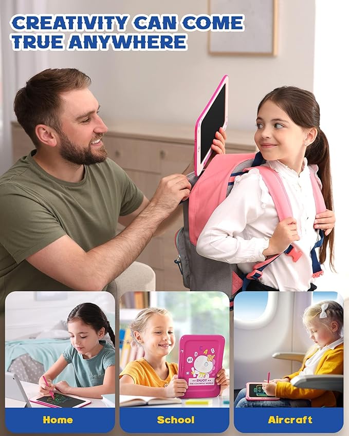 bravokids Girl Toys LCD Writing Tablet - 8.5 Inch Kids Doodle Board Educational Learning Drawing Pad Birthday Gifts for 3 4 5 6 7 8 Year Old Girls Boys (Pink)