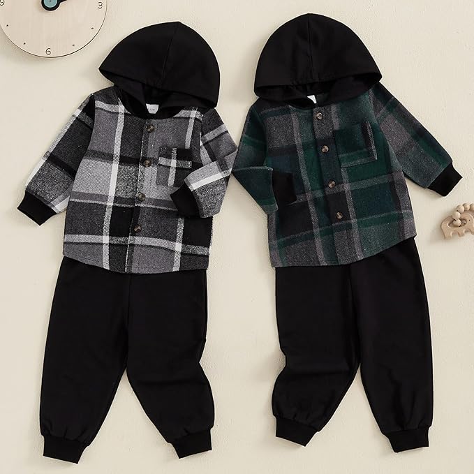 Toddler Baby Boy Hoodies Fall Clothes Waffle Contrast Color Sweatshirt Pant Set Infant Clothes 6 12 18 Months 2T 3T