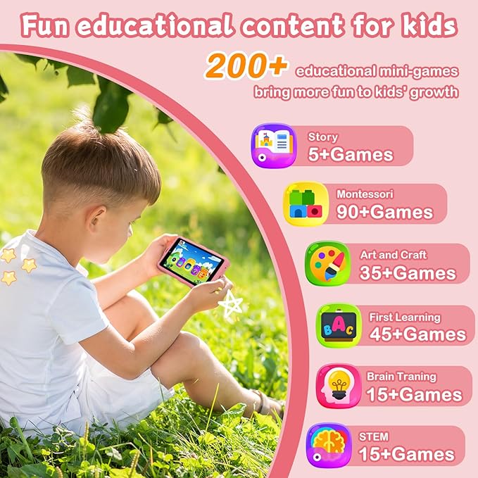 5.50" Touchscreen Kids Toys Smart Phone, Kids Phone with Games & Dual Camera, Toddler Toys Phone, Boys and Girls Learning Toy Phone for 3-9 Years Old (Pink)
