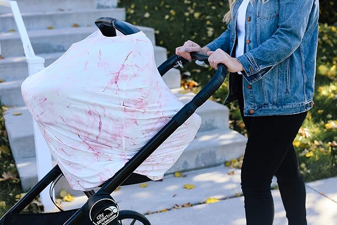 Copper Pearl Multi-Use Cover: Car Seat, Nursing, Stroller Cover - Stretchy Rayon Fabric, All-Season Use, Roxy