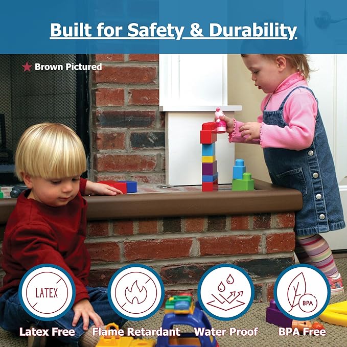 Cardinal Gates SPK Small Hearth Pad Kit - Fireplace Baby Proofing - Adhesive Backed Fireplace Bumpers for Babies - 4 Foot Roll of Padding & Two 6" x 9" Corners - Made in The USA - Black