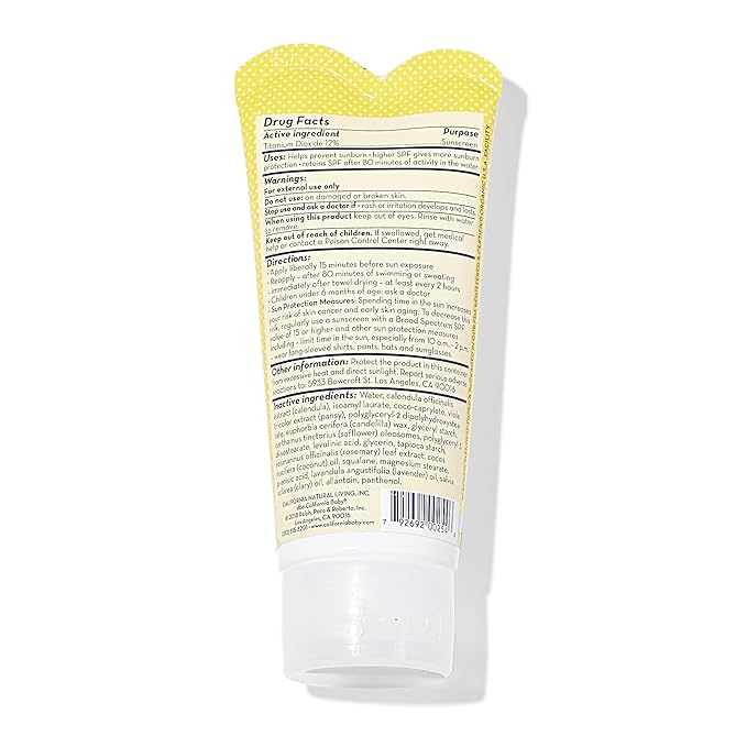 California Baby Calendula SPF 30+ Sunscreen | Mineral Based | Titanium Dioxide | Travel Size Baby Sunscreen for Face + Body | Lavender Scent | 2.9oz