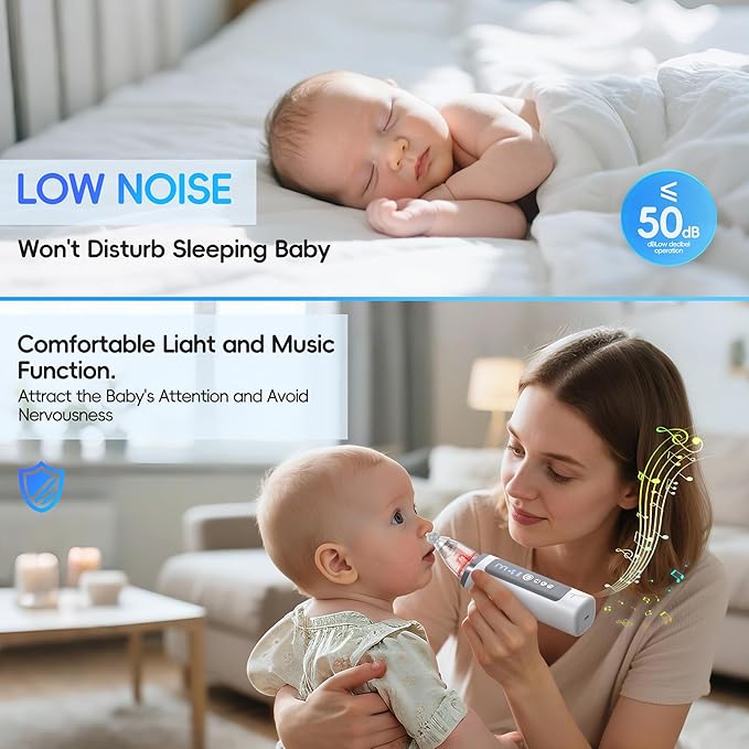 Nasal Aspirator for Baby, Electric Nose Sucker for Baby & Toddler, Congestion Relief with 3 Levels Suction,Soothing Light & Nursery Rhymes (Large A)