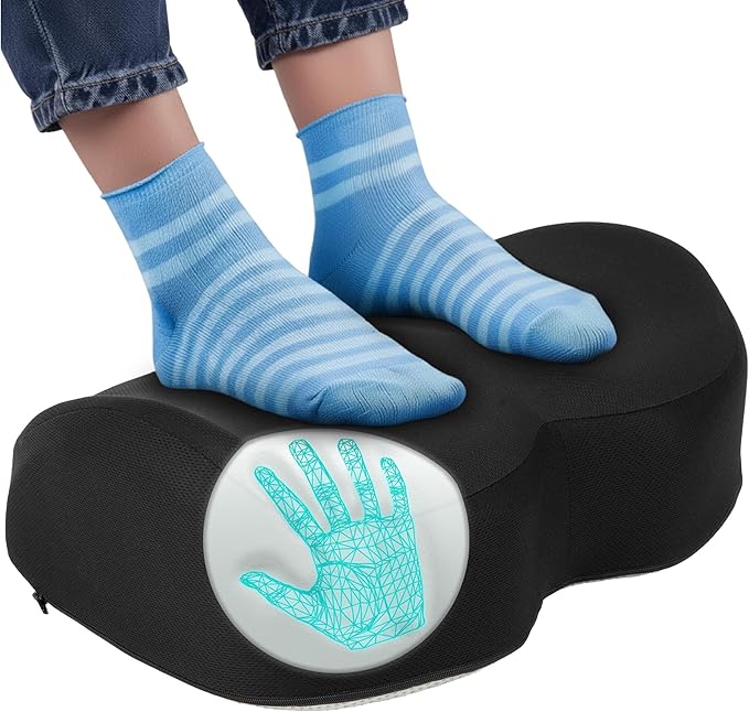 Everlasting Comfort Foot Rest for Under Desk at Work - Memory Foam Office Foot Stool & Under Desk Footrest Leg Elevation Pillow for Gaming & Home Office, Supports Posture