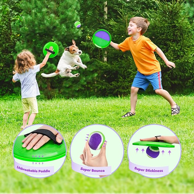 Toss and Catch Ball Set Upgraded - Family Games Kids Toys for Stocking Stuffers - Water-Resistant Great for Beach Pool Yard - Christmas Toys Gift for Boys Girls Teens 3 4 5 6 7 8 9 10 11 12+ Years