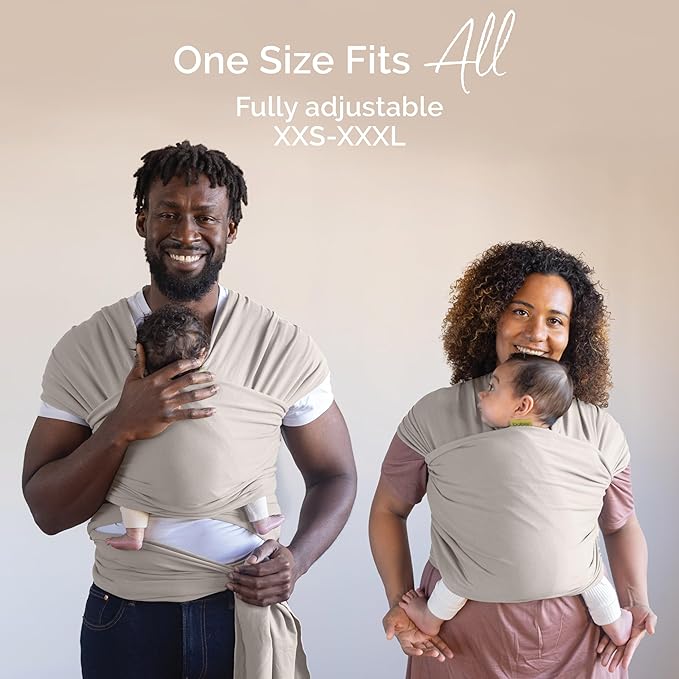 Boba Baby Wrap Carrier – Original Baby Sling Carrier for Newborns (7–35 lbs), Soft, Secure, Hands-Free & Ergonomic, Ideal for Comfortable Bonding, New Parents (Beige)
