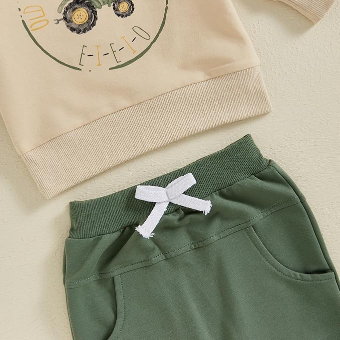 Baby Boy Fall Clothes Set Long Sleeve Letter Print Sweatshirt Pants Toddler Infant Outfits 6 12 18 24 Months 2T
