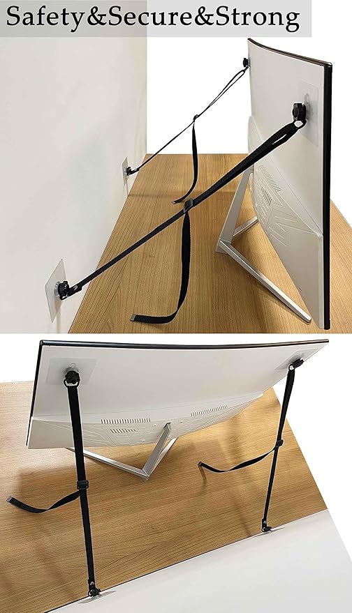 6 Pack Adjustable TV Safety Straps, No-Drill Adhesive Anti-Tip Furniture Anchors for Baby Proofing, Flat Screens Fix to Wall,Cabinet,Stand Or Desk, Earthquake Straps