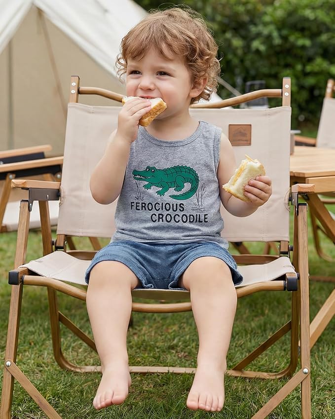 Jecson Baby Boy Summer Clothes Toddler Boy Outfits Letter Print Short Sleeve T-Shirt Denim Shorts Clothing Set 6M-4T