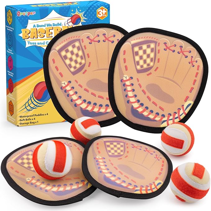 Toss and Catch Ball Set Kids Toddler Baseball Glove, Valentines Day Gifts Yard Outdoor Outside Games for Kids Family, Beach Pool Toys for 3 4 5 6 7 8-12 Year Old Boys Girls Birthday Gifts