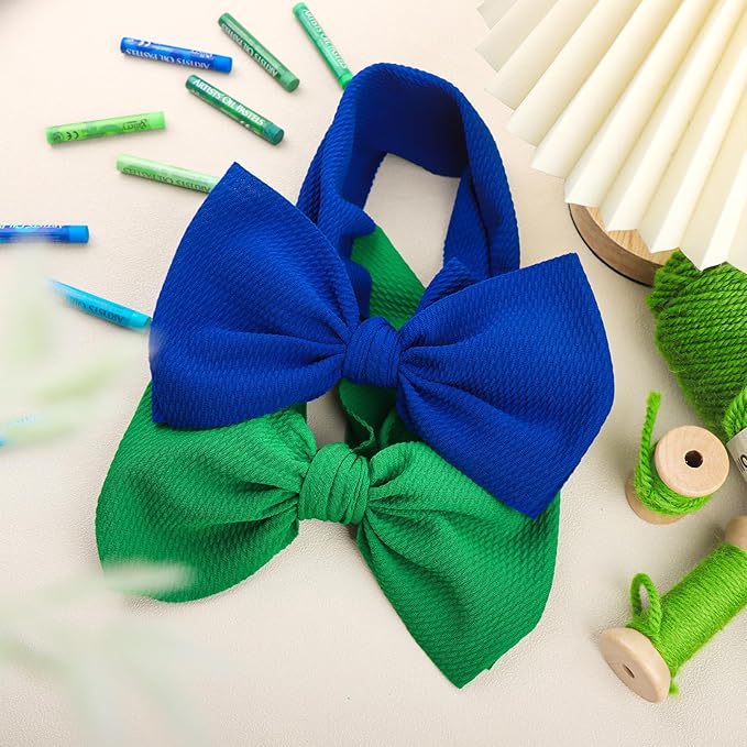 Super Durable Soft Knot Headbands with Hair Bows Infant Toddlers Kids Hair Accessories Blue Green Headband for Newborn Baby Girls