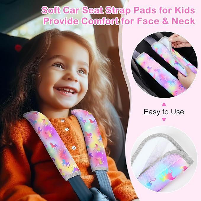 Seat Belt Cover Pad for Baby, Soft Seatbelt Cushion Covers for Kids 2Pcs Car Seat Strap Shoulder Pads for All Car Seats, Stroller, High Chair
