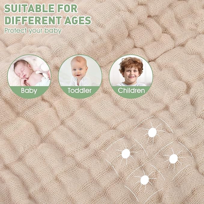 Synrroe 2 Pack Hooded Muslin Cotton Baby Towels (Green/Brown), 32 by 32 Inches, Ultra-Soft & Breathable for Baby Bath Time
