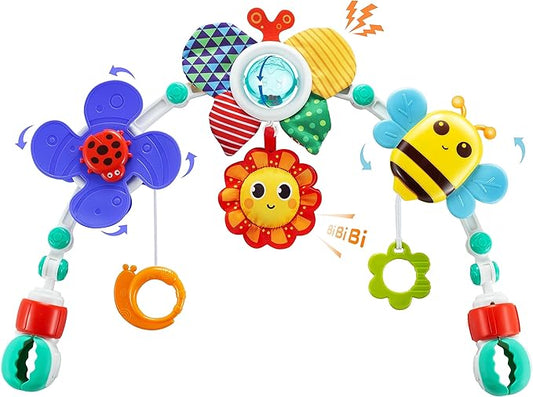 Adjustable Arch Bassinet Toys for Infant & Toddlers, Stroller Arch, Baby Crib Toys with Fascinating Hanging for Stimulating Baby’s Senses and Developing Motor Skills