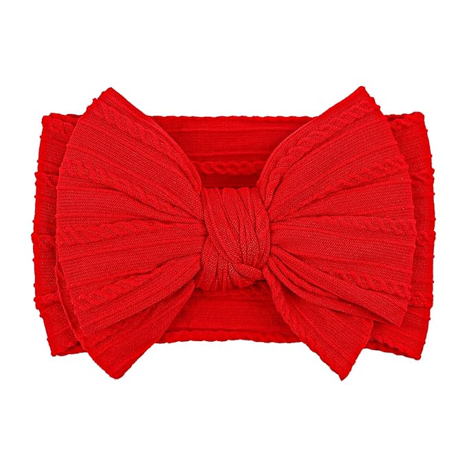 LemonSpace Handmade Red Baby Girls Bows Soft Stretchy Nylon Hair Bands Hair Accessories Baby headbands with Bows for Newborn Baby Girls Infant Toddlers Kids(Red)