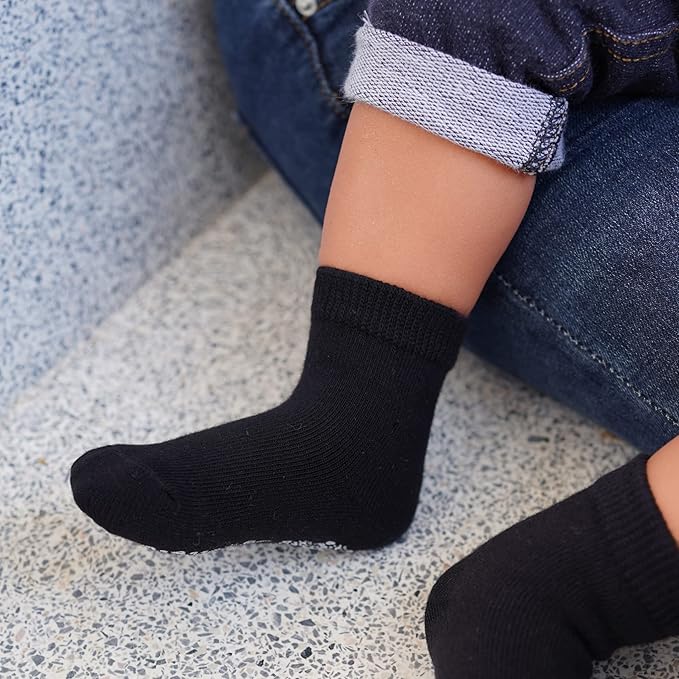 RATIVE Non Skid Anti Slip Crew Socks With Grips for Baby Infant Toddlers Kids Boys