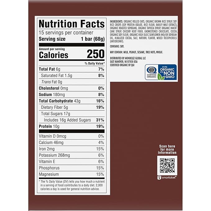 CLIF BAR - Energy Protein Bars - Chocolate Brownie - Made with Organic Oats - Energy Bars - Non-GMO - (15 Pack)