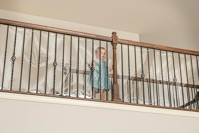 Cardinal Gates KS15 Banister Shield Protector - Clear Indoor Banister Guard for Babies - Shatterproof Plastic Banister Guard for Pets - Made in The USA - 15 Feet Roll