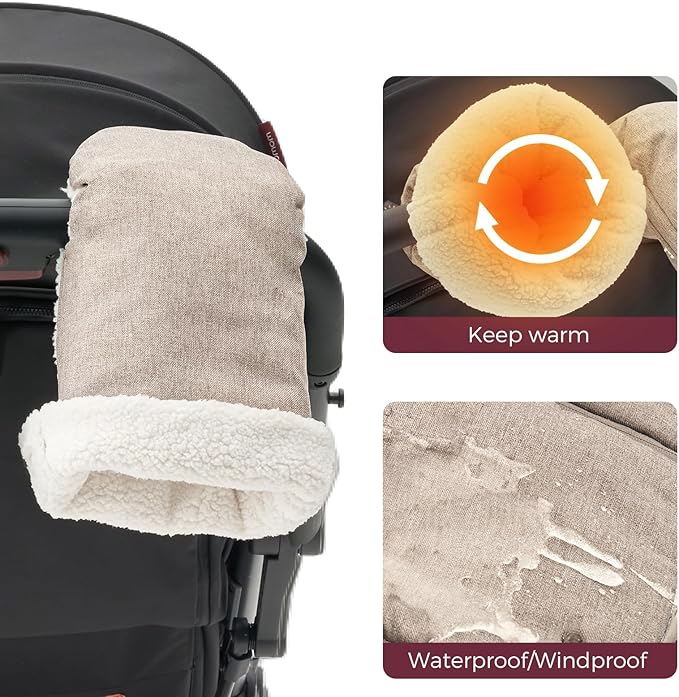 Momcozy Stroller Gloves Warmmuffs | Universal Winter Anti-Freeze Stroller Mittens | Handmuff Accessories |Plush,Weather-Proof
