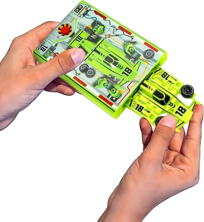 FLAT 2 FAST Original Speed Card Racer – Flat Car Racer and Pocket Size Racecar Launcher with Real Rubber Tires for High-Speed Racing – Load, Launch, Race! – Neon Green