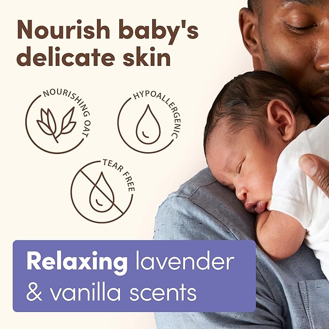 Aveeno Baby Calming Comfort Bath & Wash with Relaxing Lavender & Vanilla Scents & Natural Oat Extract, Hypoallergenic & Tear-Free Formula, Paraben-, Phthalate- & Soap-Free, 8 fl. Oz