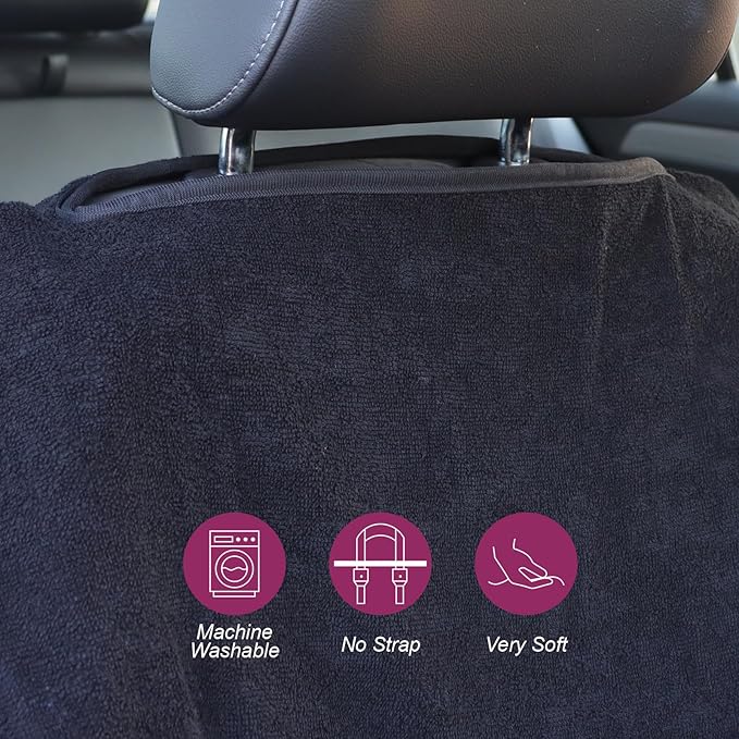 Car Seat Towel Covers Front Seats Protector for Gym and Workout, Automotive Washable Driver Cars Seat Sweat Cover for Dog, Compatible with Tesla Model Y Juniper/3/X/S (Fleece Black, 1Pcs)