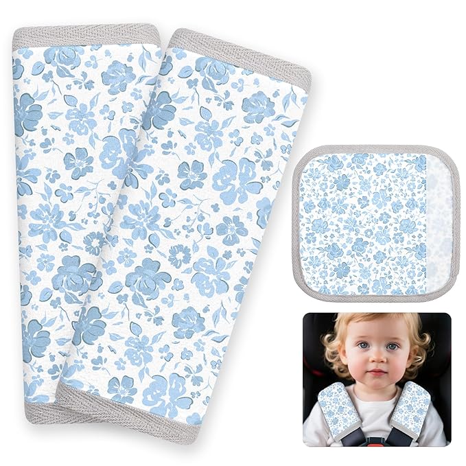 Seat Belt Cover Pad for Baby, Soft Seatbelt Cushion Covers for Kids 2Pcs Car Seat Strap Shoulder Pads for All Car Seats, Stroller, High Chair