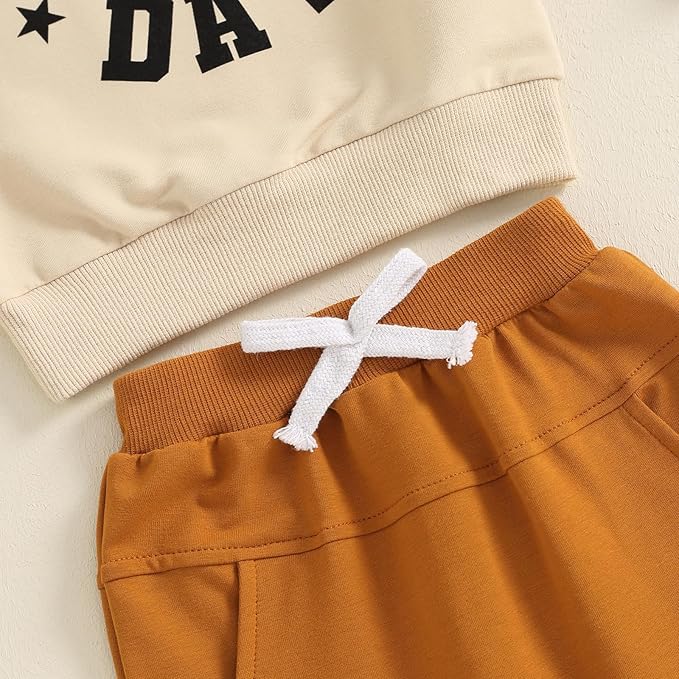 Baby Boy Fall Clothes Set Long Sleeve Letter Print Sweatshirt Pants Toddler Infant Outfits 6 12 18 24 Months 2T