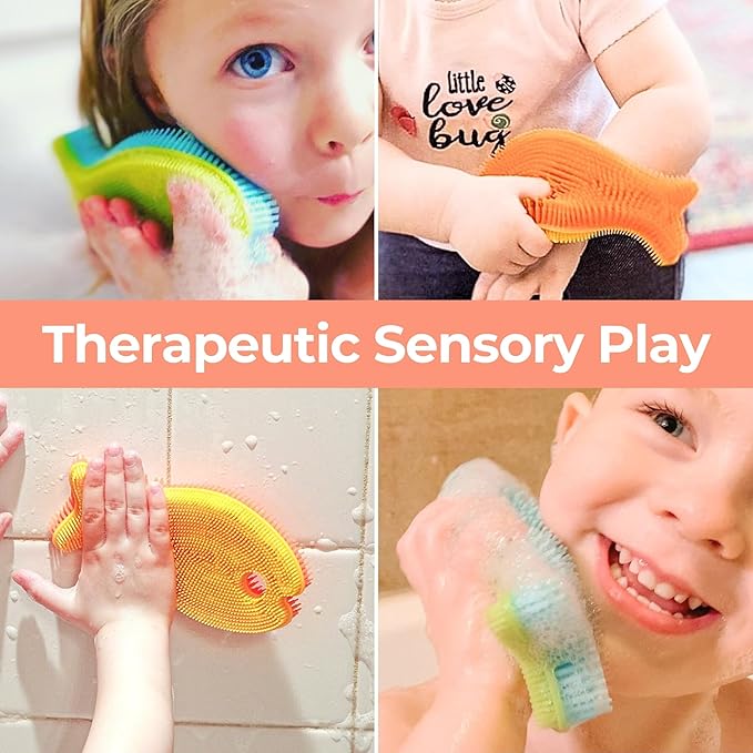 Innobaby Bathin' Smart Silicone Sensory Fish Bath Scrub for Babies and Toddlers - Pink