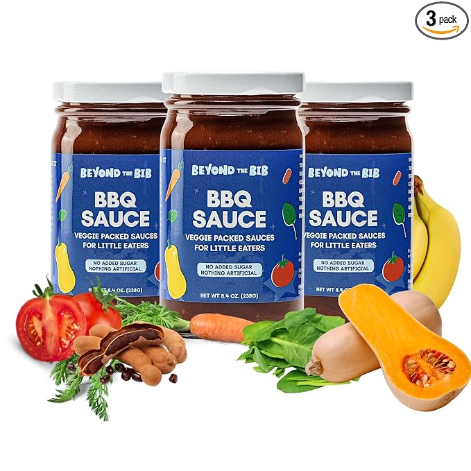 Beyond the Bib - Toddler and Kids Healthy Meal Sauces and Dips - Made with Vegetables, No Added Sugar, No Salt, No Artificial Ingredients - Ready to Eat - For 24+ Months (BBQ - 3 Pack)
