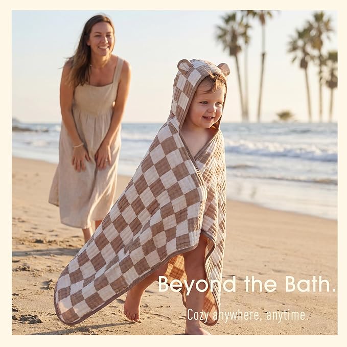 Ultra-Soft Muslin Toddler Hooded Towel - 55 x 28 Inches, Ideal for Bath & Beach, Suitable for Both Boys & Girls from Newborns to Toddlers