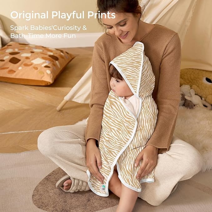 Momcozy Baby Towel with Hooded - Ultra Soft & Absorbent Large Bath Towel Set for Comfort & Gentle on Baby's Skin - Shower Gift & Bath Essential & Baby Registry Search for Newborn,Infant,Toddler,Kids