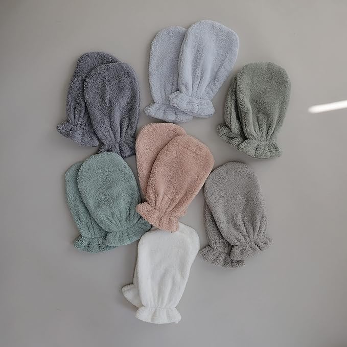 mushie Baby Bath Mitt | Organic Cotton | Pack of 2 (Sea Mist)