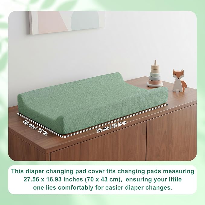 Changing Pad Cover, 2 Pcs Super Soft and Breathable Cotton Diaper Pad Cover for Girls and Boys Changing Table Cover (Beige,Green)