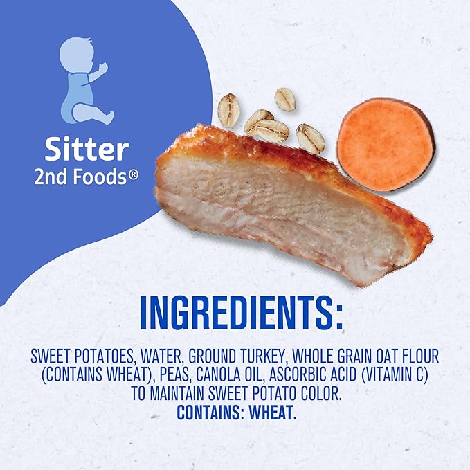 Gerber Stage 2 Baby Food, Sweet Potato Turkey with Oats Puree Tub, Nourishing Blends, No Added Colors or Flavors, Baby Puree, 2-Pack