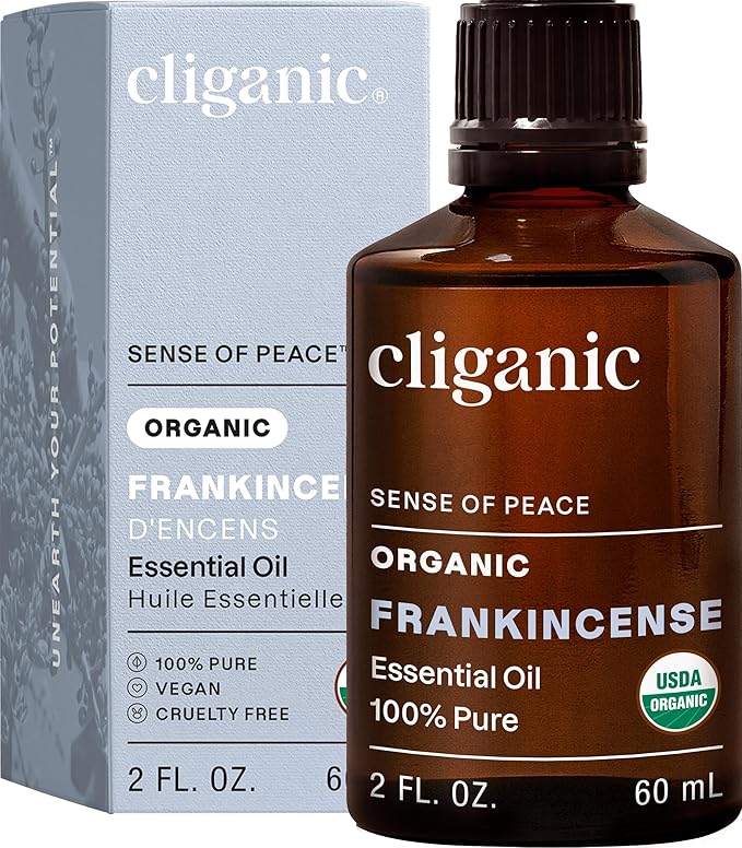 Cliganic Organic Frankincense Essential Oil - 100% Pure Natural for Aromatherapy Diffuser | Non-GMO Verified (Packaging May Vary)