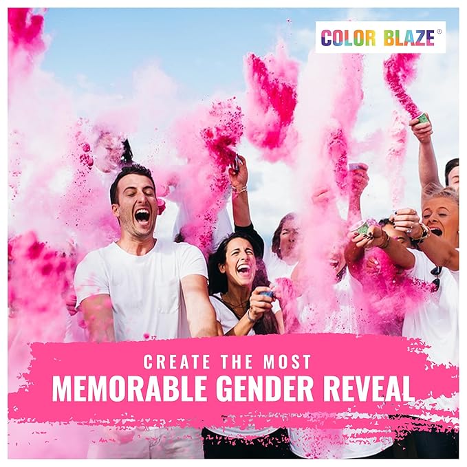 Color Blaze Baby Gender Reveal Color Powder Packets - 75 g Each - 25 Packs of Pink Colored Powder for Girl - For Car & Motorcycle Burnout, Exhaust, Color Toss, Photoshoot, Party & Festival - Pink